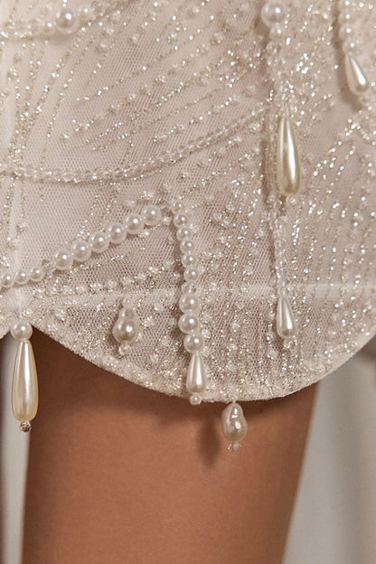 Pearl Beaded Corset Mini Dress