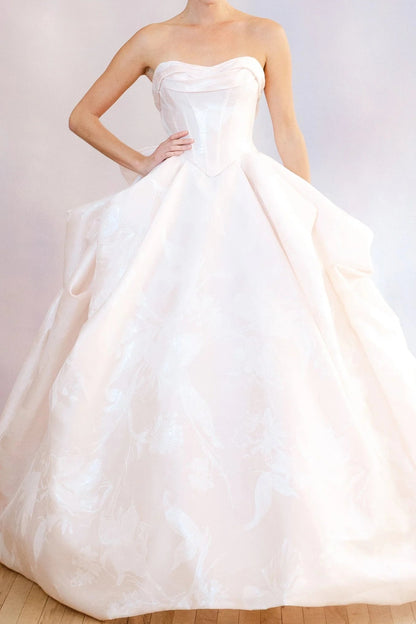 Strapless Jacquard Ball Gown Wedding Dress