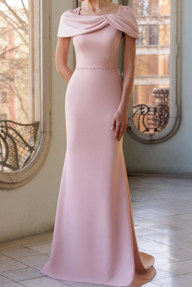 Draped Collar Mermaid Formal Evening Gown