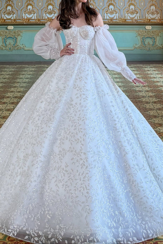 Embroidered Sweetheart Ball Gown Wedding Dress