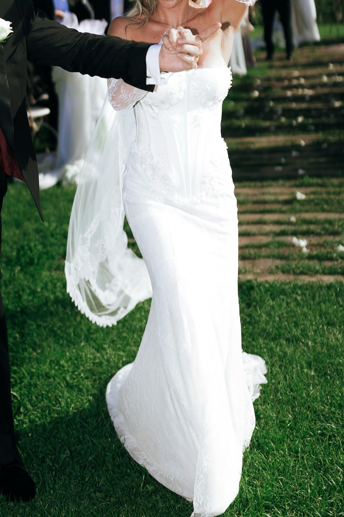 Strapless Lace Mermaid Wedding Dress with Train
