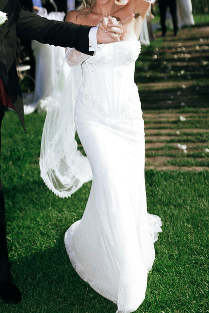 Strapless Lace Mermaid Wedding Dress with Train