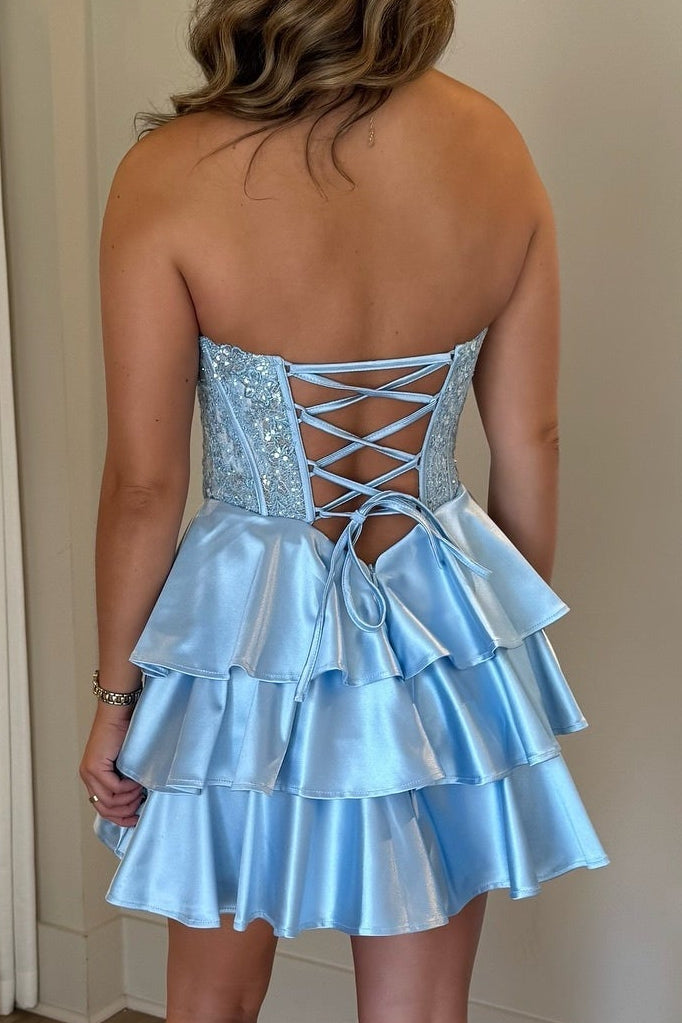 Strapless Corset Tiered Ruffle Mini Dress