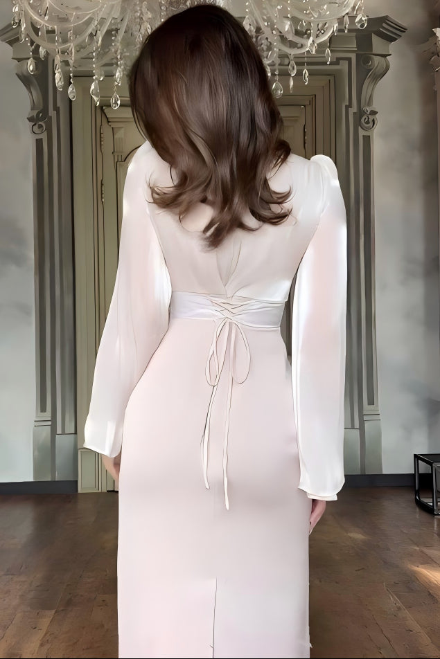 Long Sleeve Tie-Back Column Dress