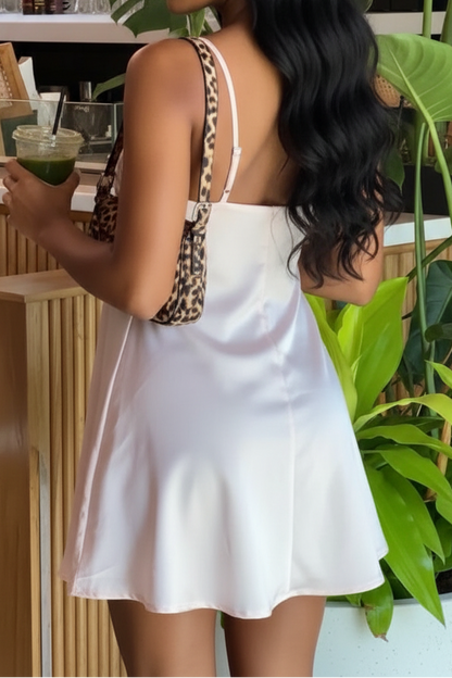 Satin Strappy Ruched Bust Mini Dress