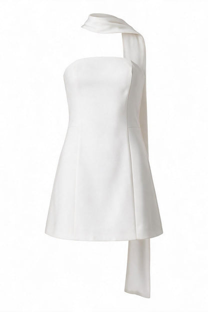 Strapless Mini Dress with High Neck Scarf