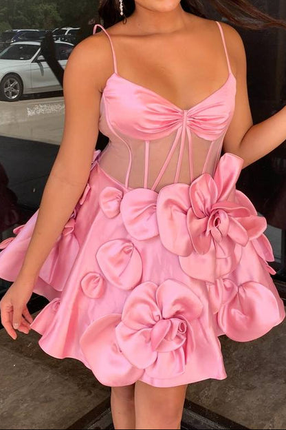 3D Floral Corset Bubble Skirt Mini Dress