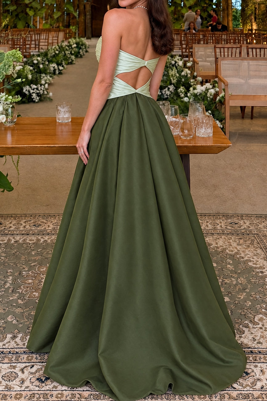 Strapless Cut-Out Evening Gown with Bow Accent