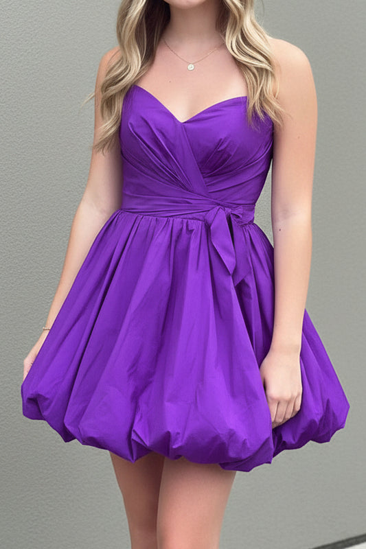 Strapless Sweetheart Bubble Skirt Mini Dress