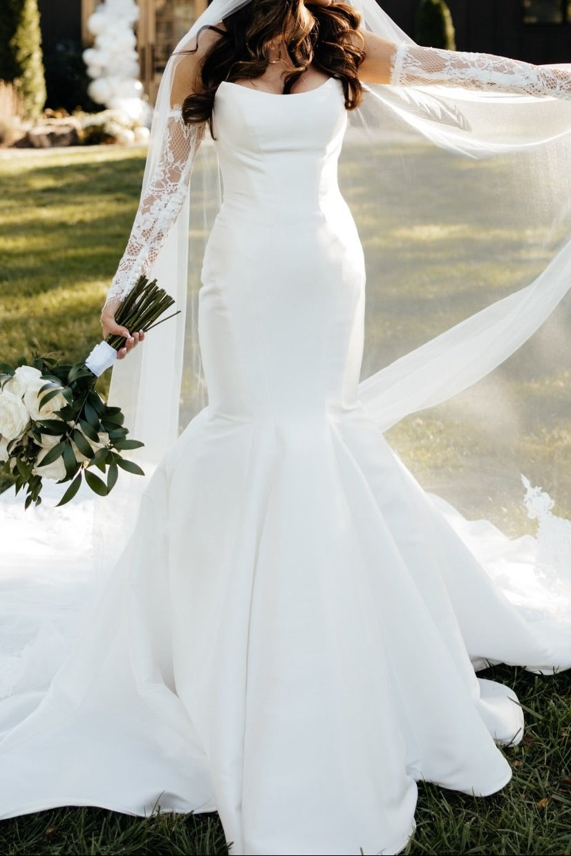 Strapless Mermaid Wedding Dress with Button Back