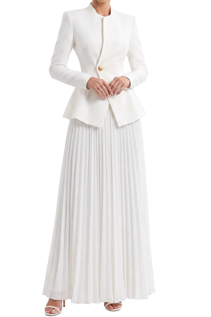 Fitted Peplum Jacket & Pleated Maxi Skirt Set