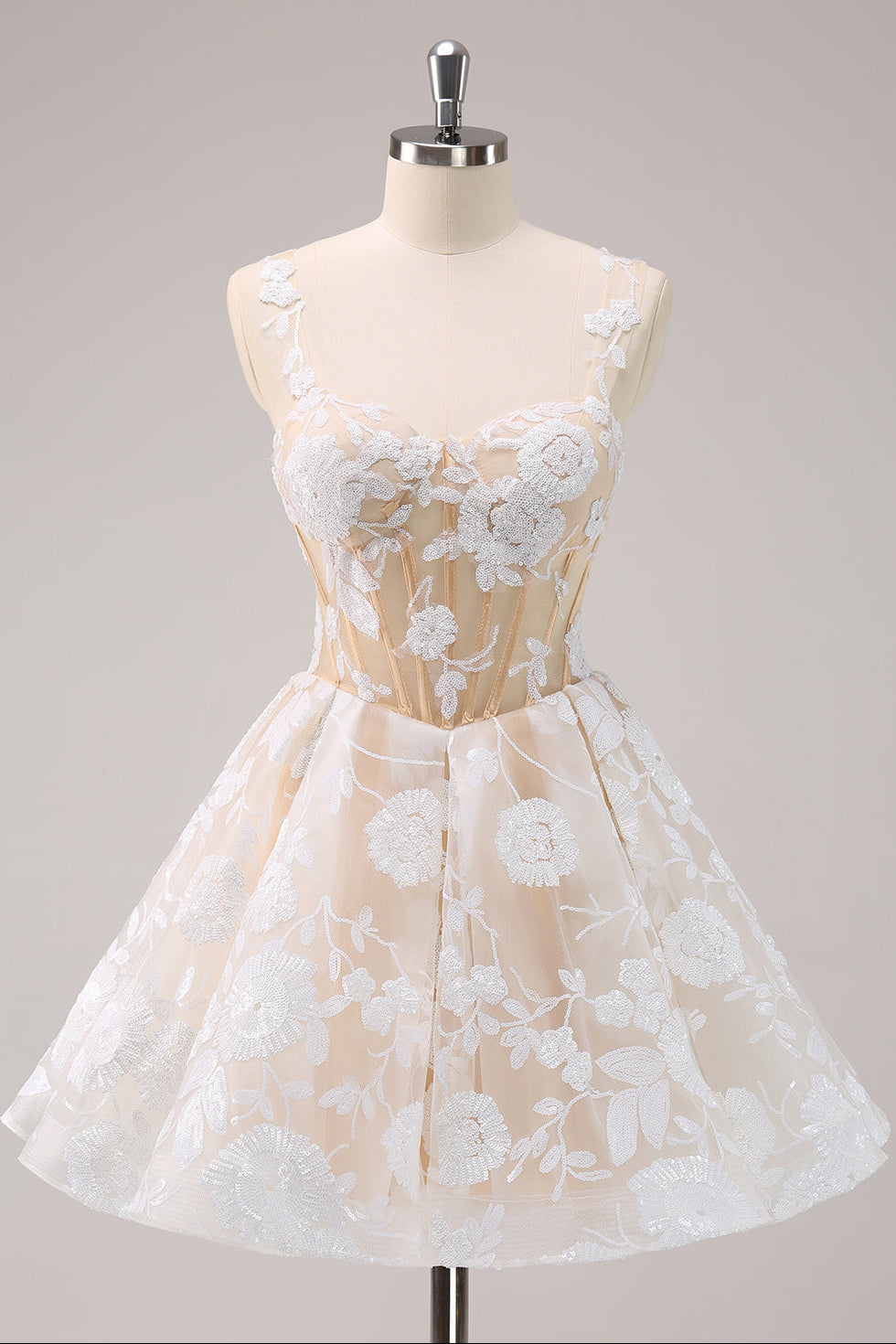 Embroidered Lace Corset Short Homecoming Dress