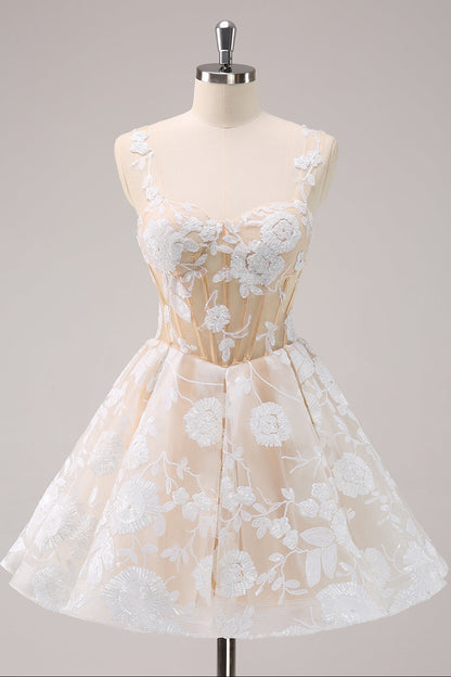 Embroidered Lace Corset Short Homecoming Dress