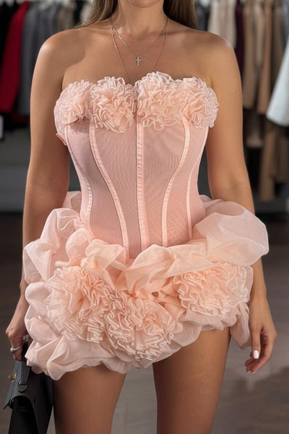 Strapless Corset Mini Dress with Ruffled Hem
