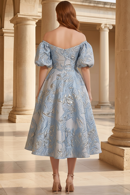Off-Shoulder Jacquard Midi Dress