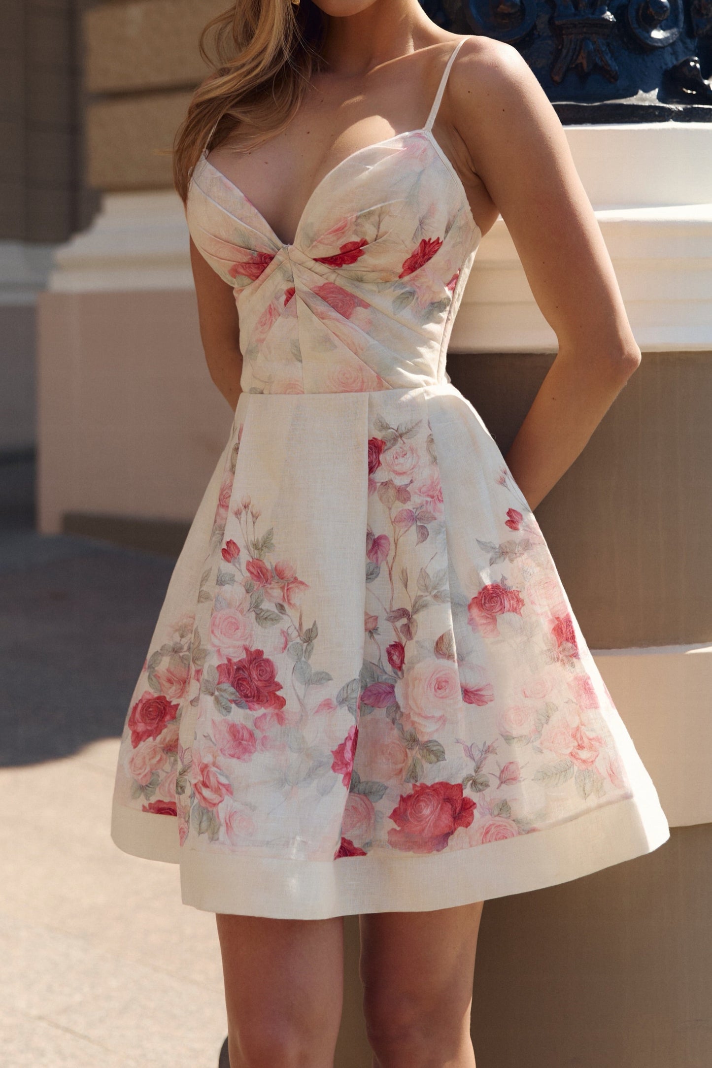 Floral Sweetheart Spaghetti Strap Mini Dress