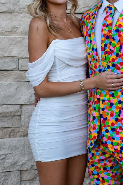 Ruched Off-the-Shoulder Bodycon Homecoming Dress