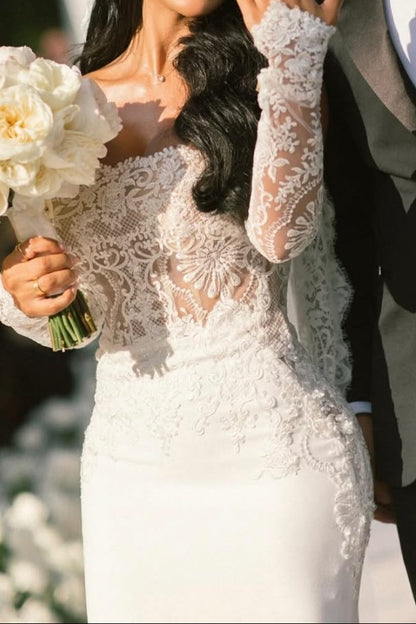 Strapless Lace Mermaid Wedding Dress with Sleeves