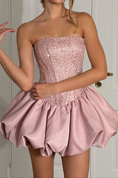 Glitter Corset Bubble Hem Mini Dress