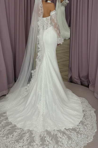 Off Shoulder Lace Corset Mermaid Bridal Gown