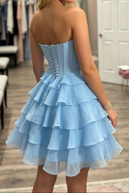 Strapless Corset Tiered Ruffle Mini Dress