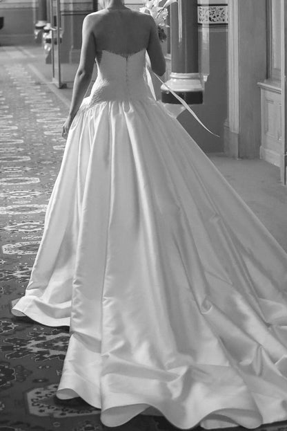 Strapless Satin Ball Gown Wedding Dress