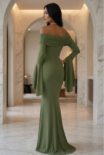 Off-the-Shoulder Bell Sleeve Maxi Dress