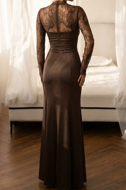 Lace Long Sleeve Cut-Out Floor-Length Evening Gown