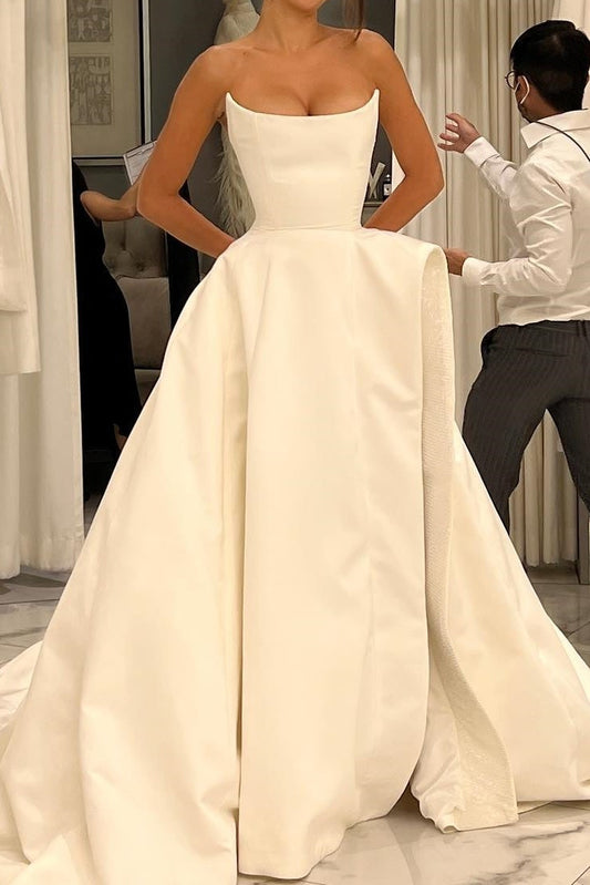 Strapless Ball Gown Wedding Dress with Slit