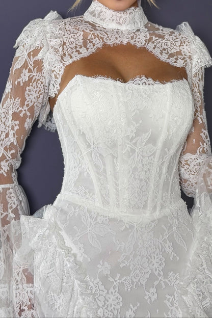 Strapless Lace Mermaid Wedding Dress with Bolero