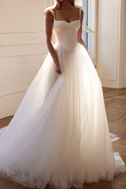 Corset Sweetheart Tulle Ball Gown Wedding Dress