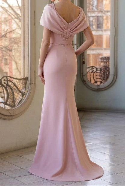 Draped Collar Mermaid Formal Evening Gown