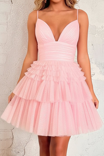 Tiered Tulle Short Homecoming Dress