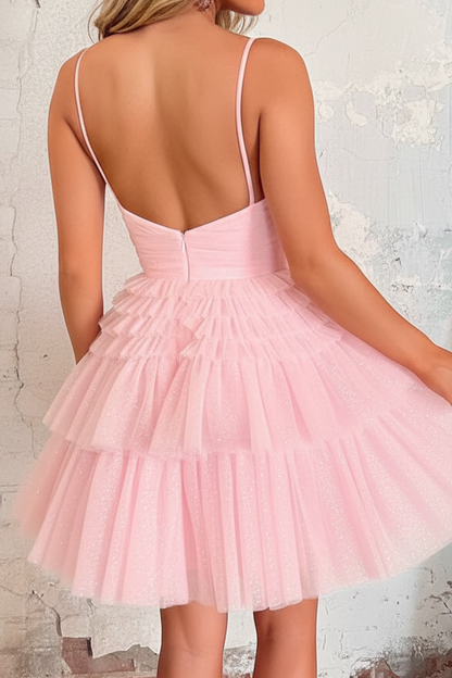 Tiered Tulle Short Homecoming Dress