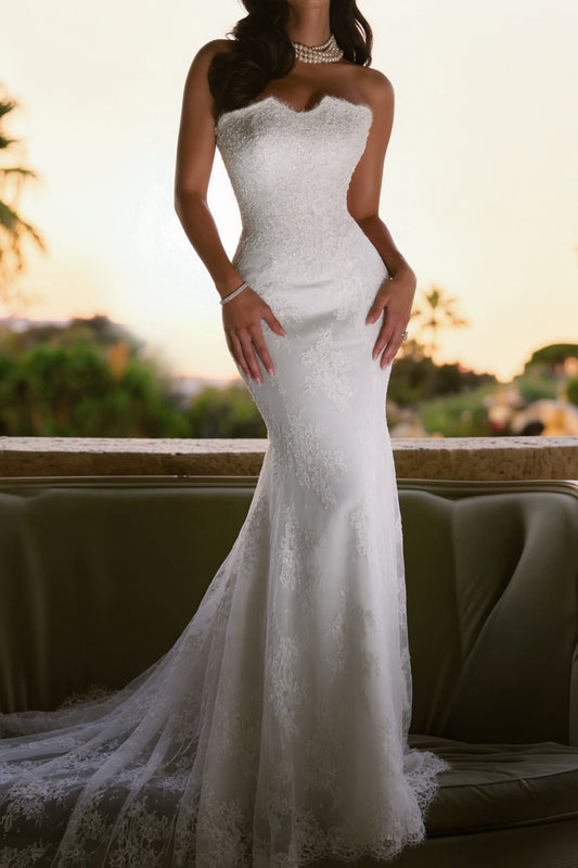 Strapless Beaded Bodice Mermaid Wedding Dress