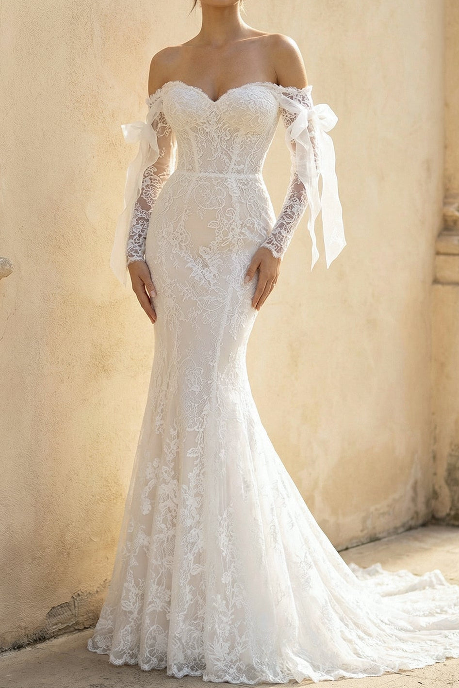 Lace Off-the-Shoulder Mermaid Wedding Dress
