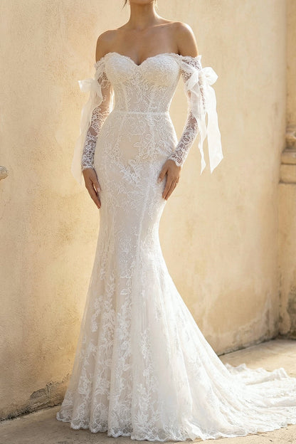 Lace Off-the-Shoulder Mermaid Wedding Dress
