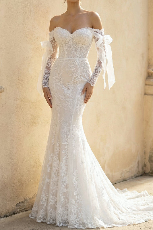 Lace Off-the-Shoulder Mermaid Wedding Dress