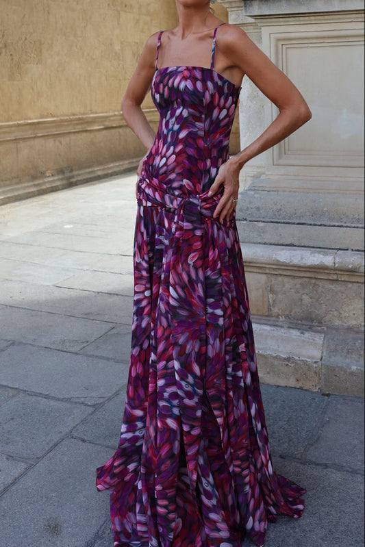 Printed Maxi Dress with Spaghetti Straps