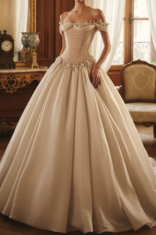 Corset Off-The-Shoulder Ball Gown Wedding Dress