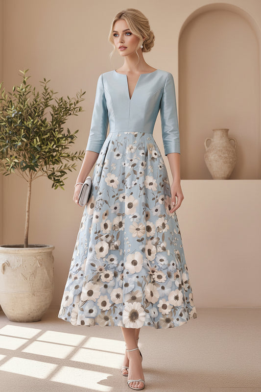 Elegant Floral Jacquard A-Line Midi Dress