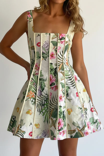 Floral Corset Boned A-Line Mini Dress