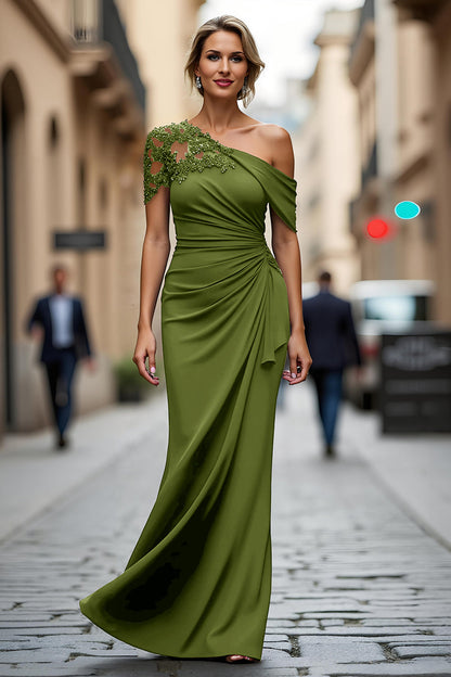 One-Shoulder Mermaid Evening Gown with Lace