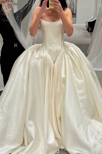 Strapless Satin Corset Ball Gown Wedding Dress