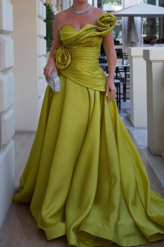 Ruched Floral Rosette Ball Gown