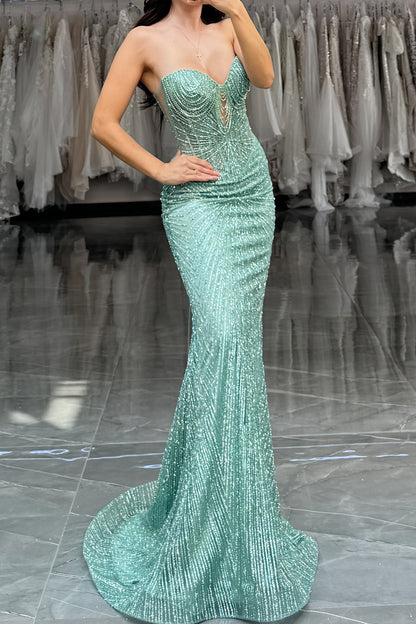 Strapless Beaded Corset Mermaid Gown