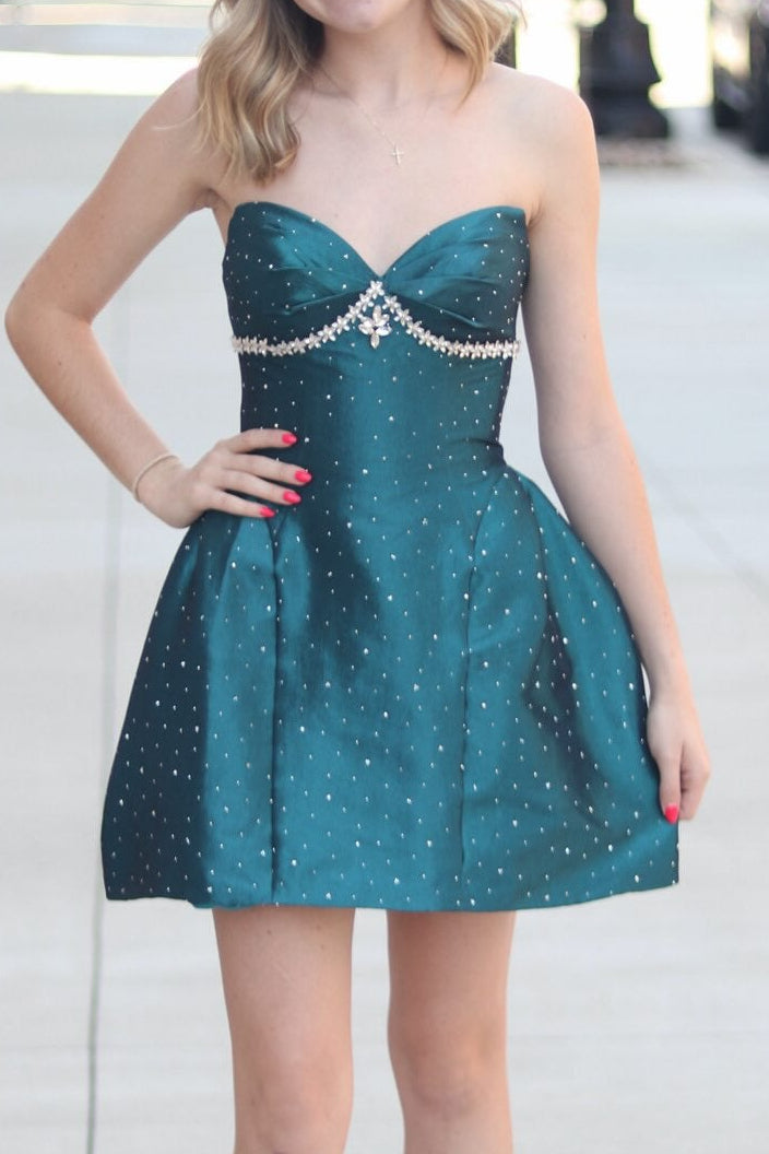 Strapless Sweetheart Mini Dress with Back Bow