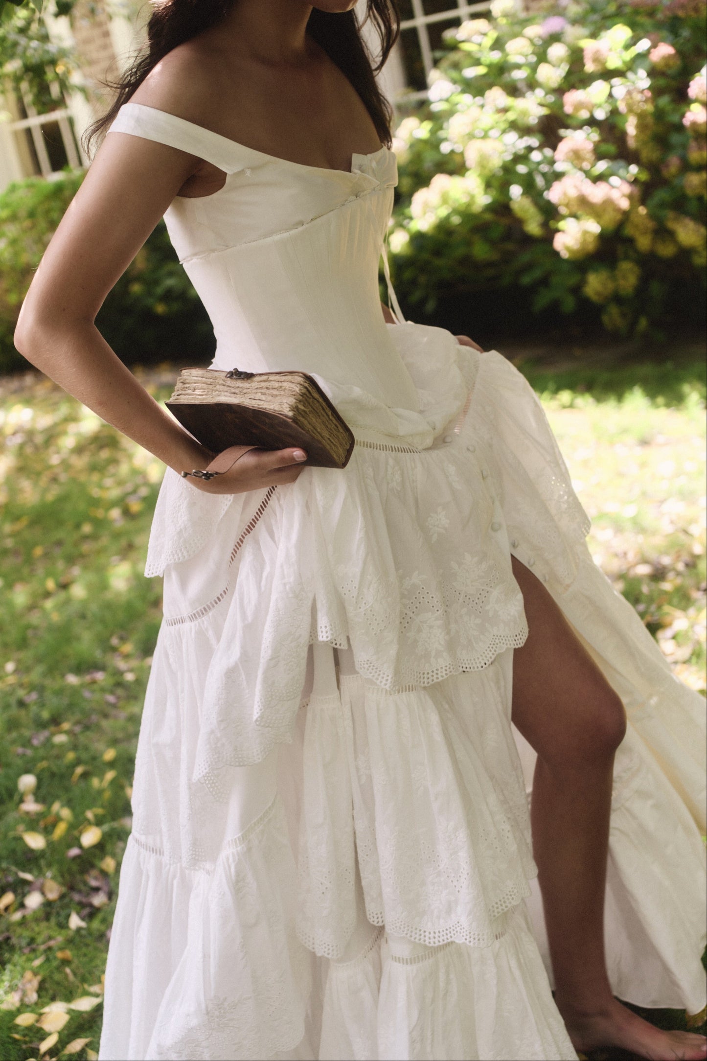 Boho Corset Tiered Lace Wedding Dress