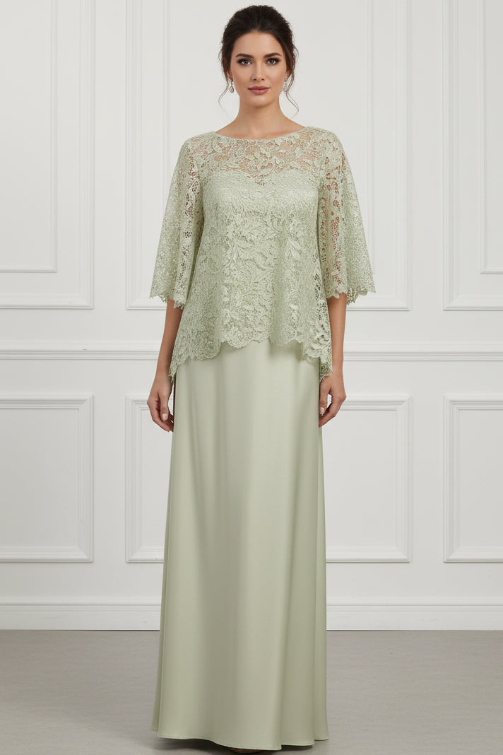 Lace Capelet A-Line Formal Gown