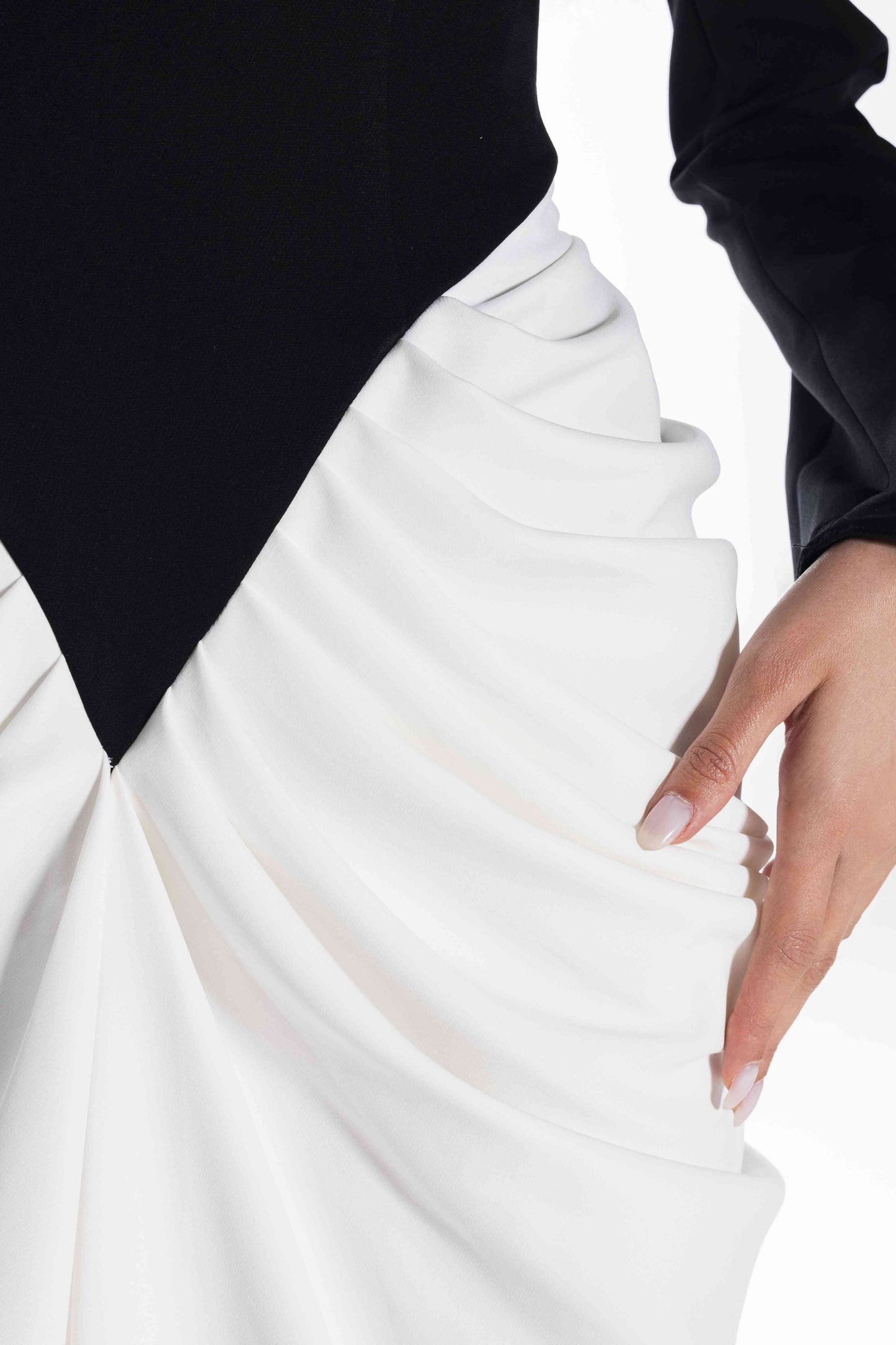 Long Sleeve Draped Column Gown